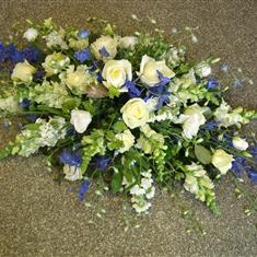 Blue and White Casket Spray